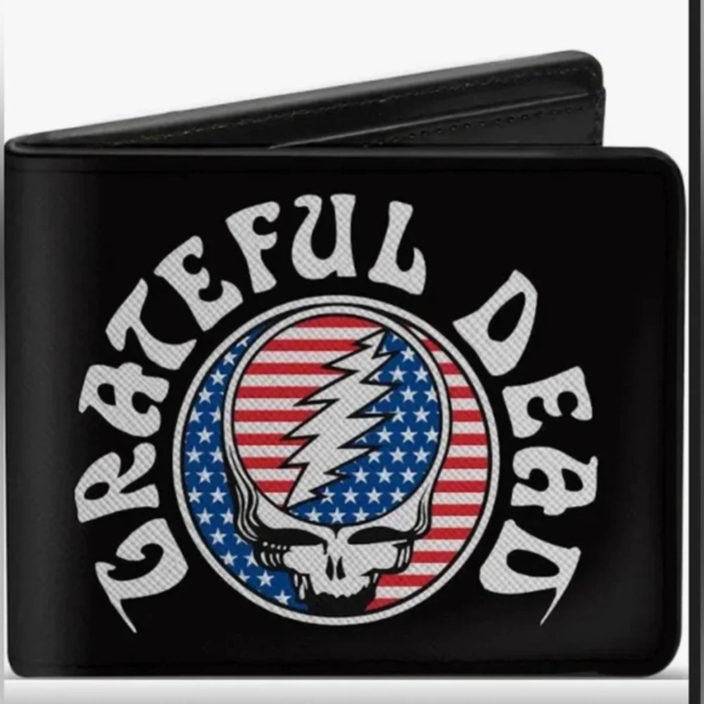 GRATEFUL DEAD Steal Your Face Vegan Leather Mens BiFold black Wallet & case new‎